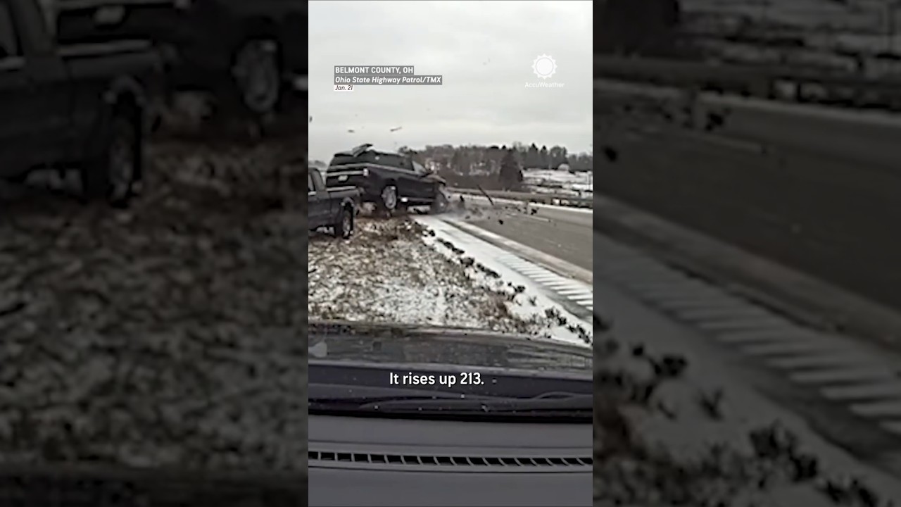 Police Officer Witnesses Multiple Crashes on Slick Road
