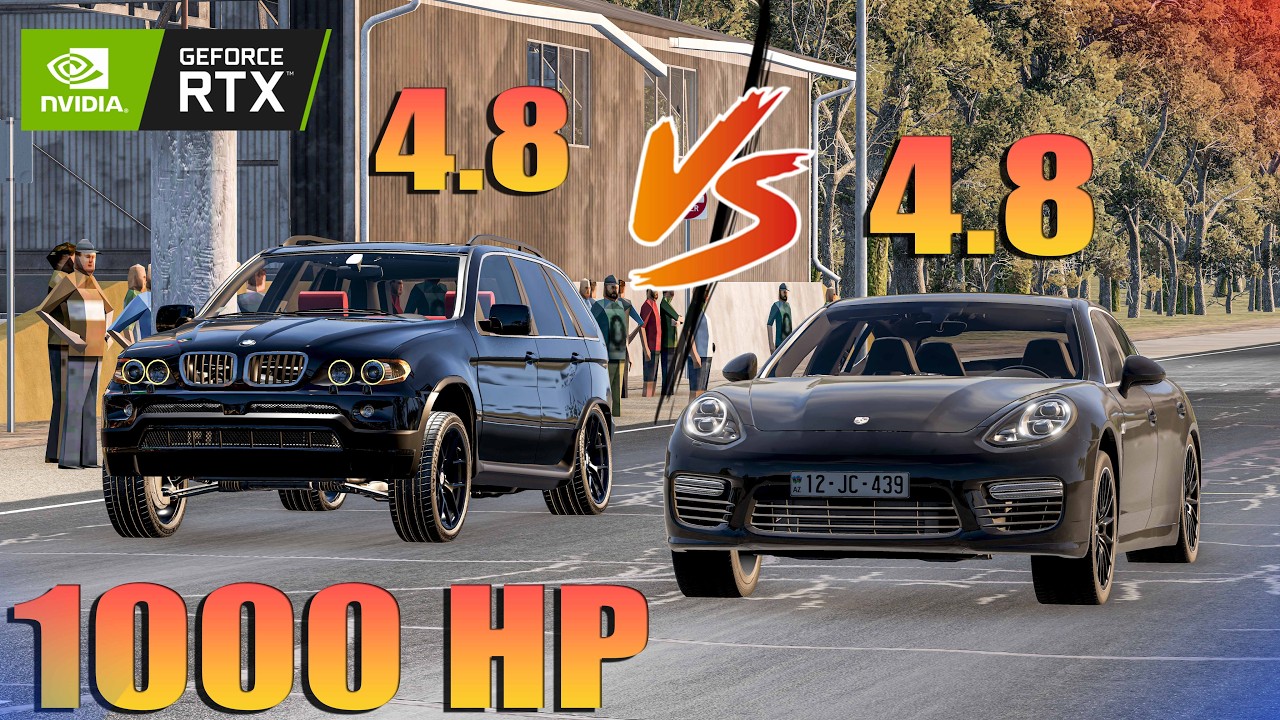 Məhəllə Yarışı ⚡️X5 4.8 vs Panamera 4.8 E190 2.5 vs Alferomeo 3 Draq Yarışı  | BeamNG.Driver | Maşın