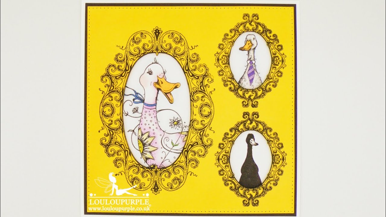Nip & Duck Card, Using Pink Ink Designs Stamps.
