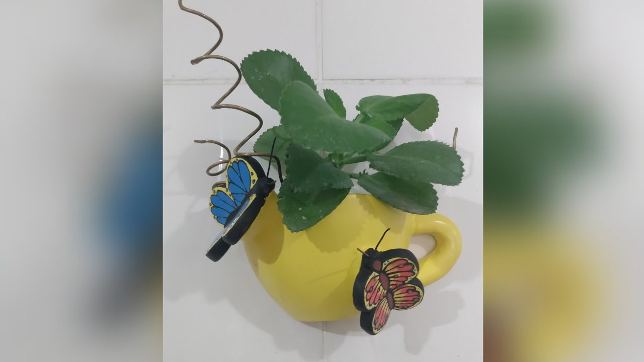 vaso xícara de cimento efeito borboleta