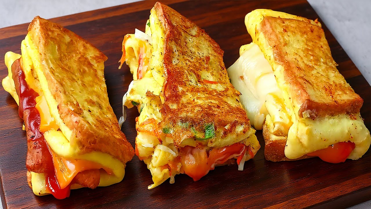 3 easy ways to make one pan egg toast | 5 minutes quick breakfast recipes - Healthy and Delicious!