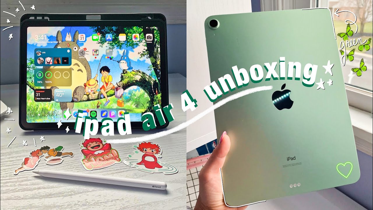 🌱🪴 green ipad air 4 ☁️✨| chill asmr unboxing w/accessories 2020