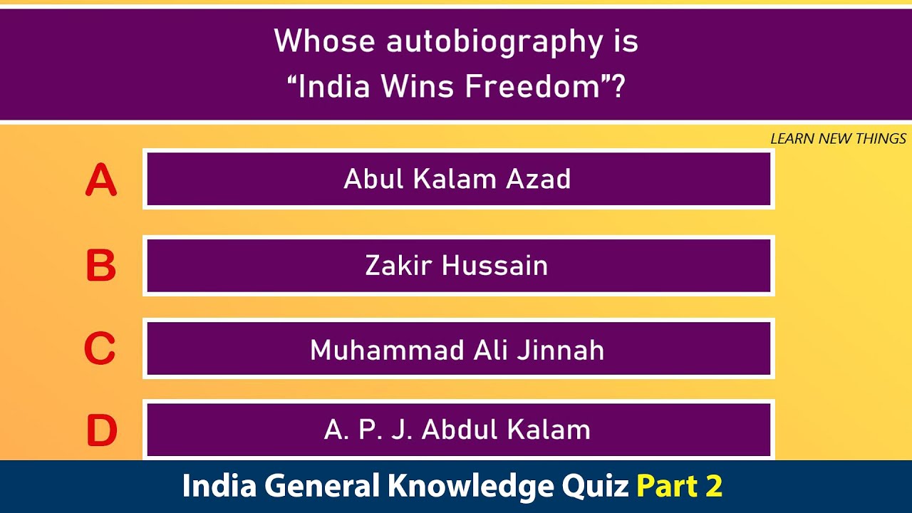 India GK Quiz Part 2 | 25 Basic General Knowledge Questions & Answers | #India