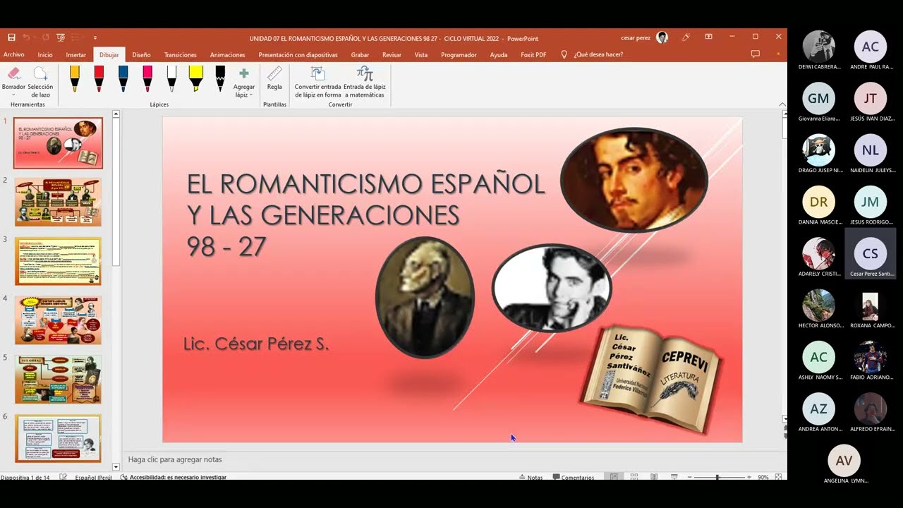LITERATURA 7/ Romanticismo Español y Generaciones del 98 y 27/ CEPREVI UNFV