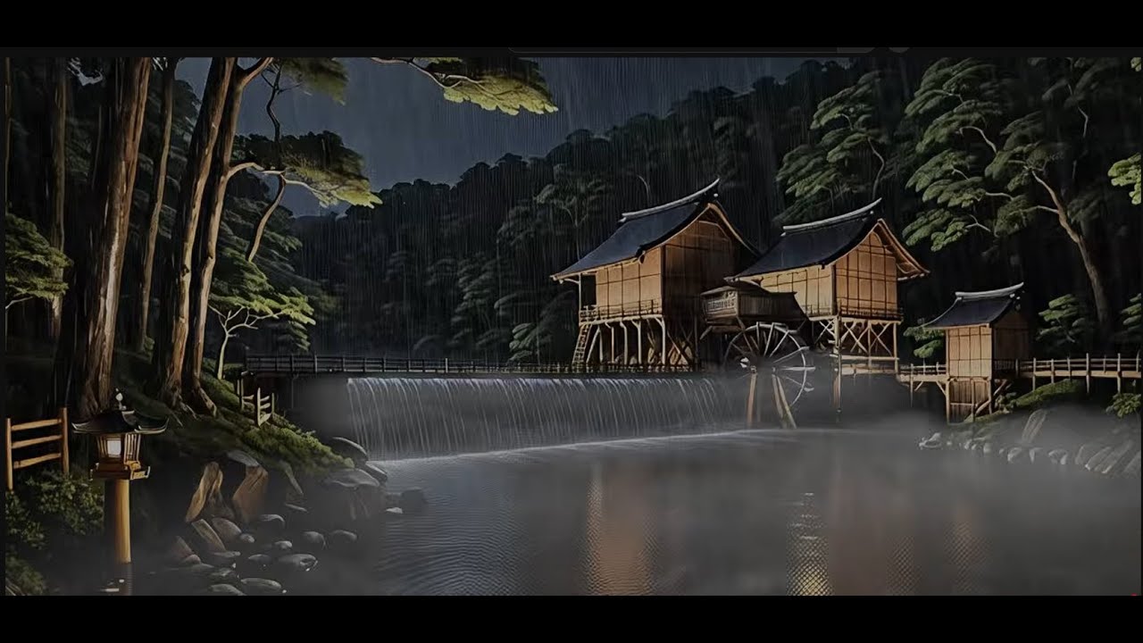 🔴 LIVE: 24/7 River Watermill ASMR | Flute + Cicada + Rain + Music • Sueño Profundo • 癒やし 🌿 Vol. 68