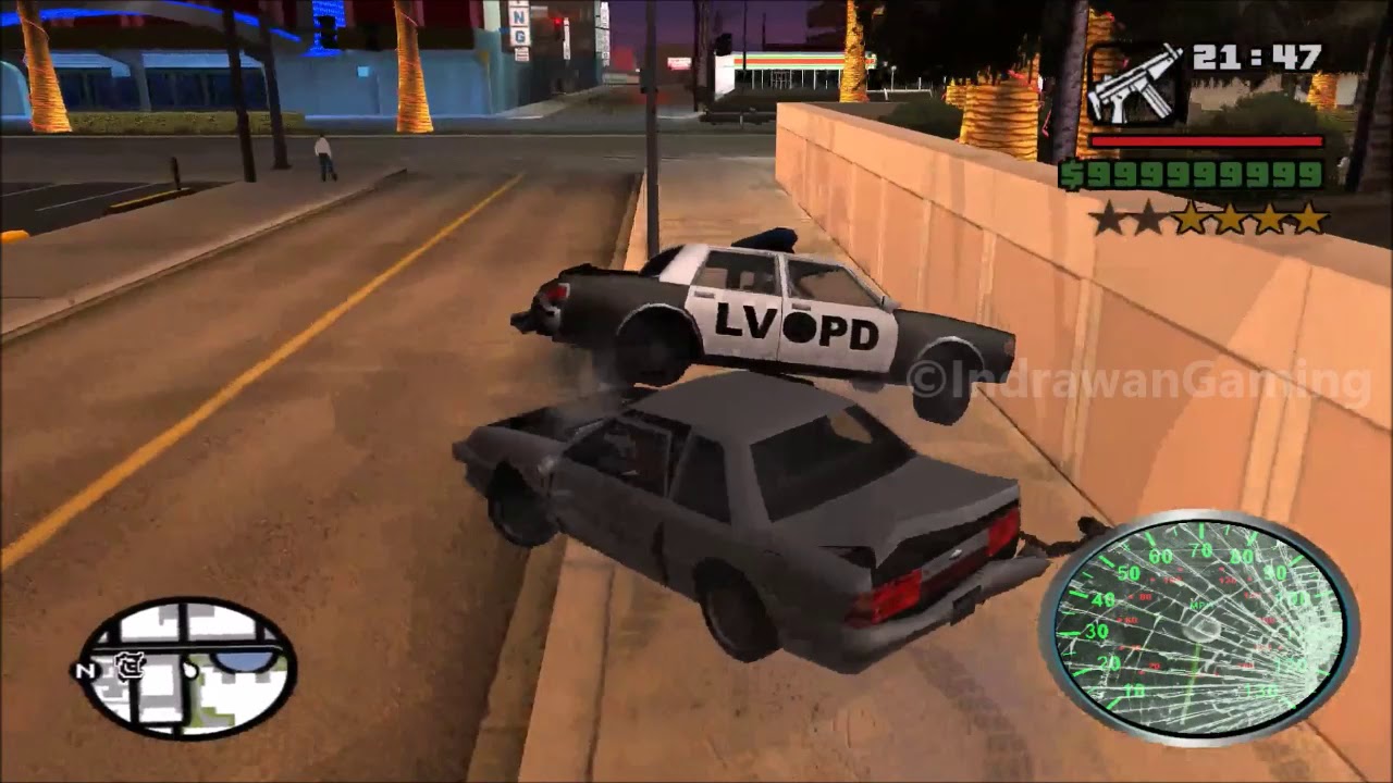 GTA San Andreas - CJ running over Pedestrians with a Car in Las Venturas