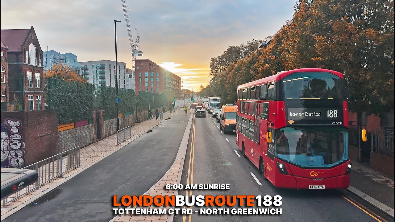 London Double-Decker Bus Ride: Stunning early morning views from Bus 188, Central to Southeast route