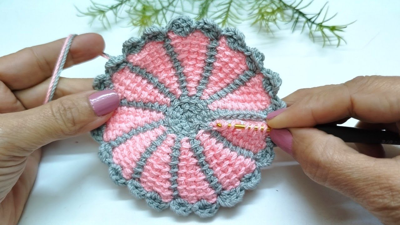 مفرش صغير/كوستر كروشيه /#تعليم #مبتدئين #crochet #اكسبلور #باترون #تعليم #كروشيه #knittig #diy #hand