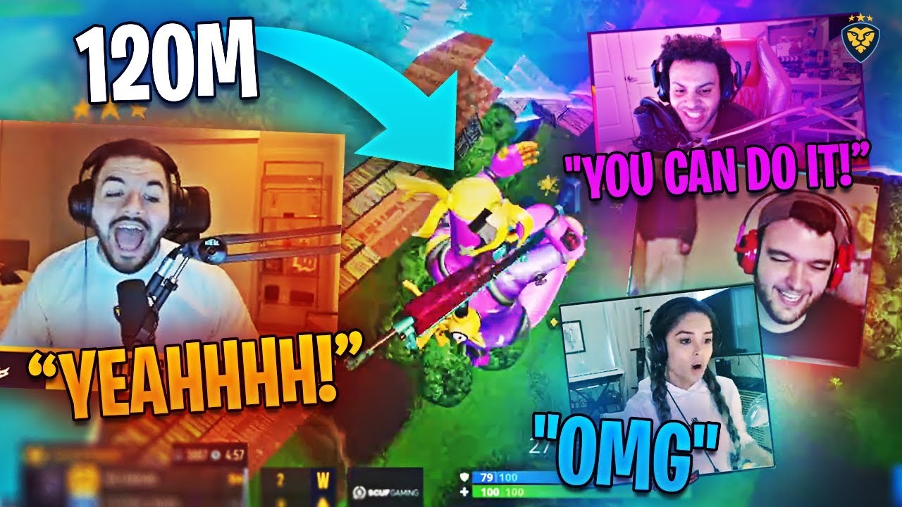 COURAGE HITS HIS BEST TRICKSHOT EVER?! INSANE REACTION! (Fortnite: Battle Royale)