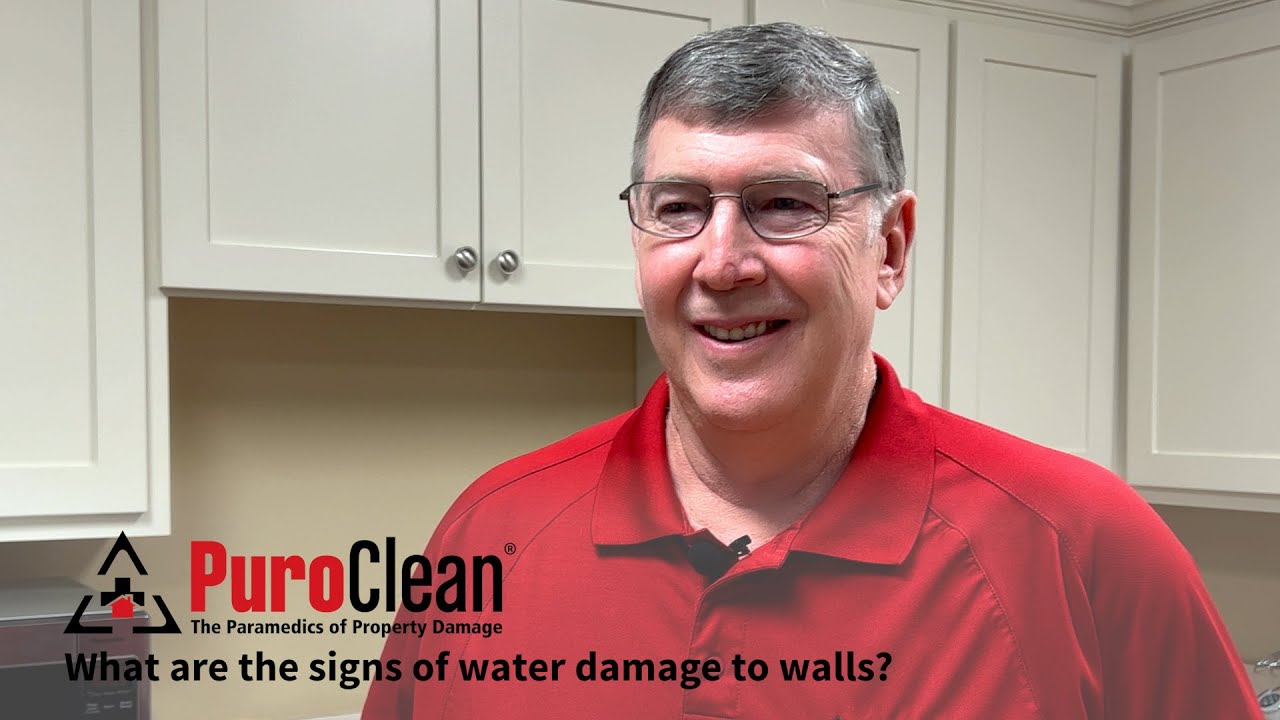 What are the signs of water damage to walls?
