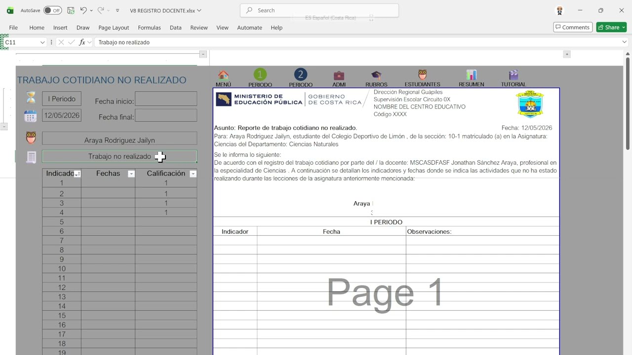 SEGUIMIENTO COTIDIANO DEL REGISTRO DOCENTE