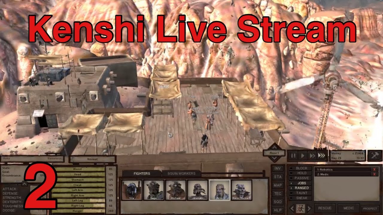 Kenshi Modded Ep- 2 Live Stream Getting Into Fights and A Bone Dog