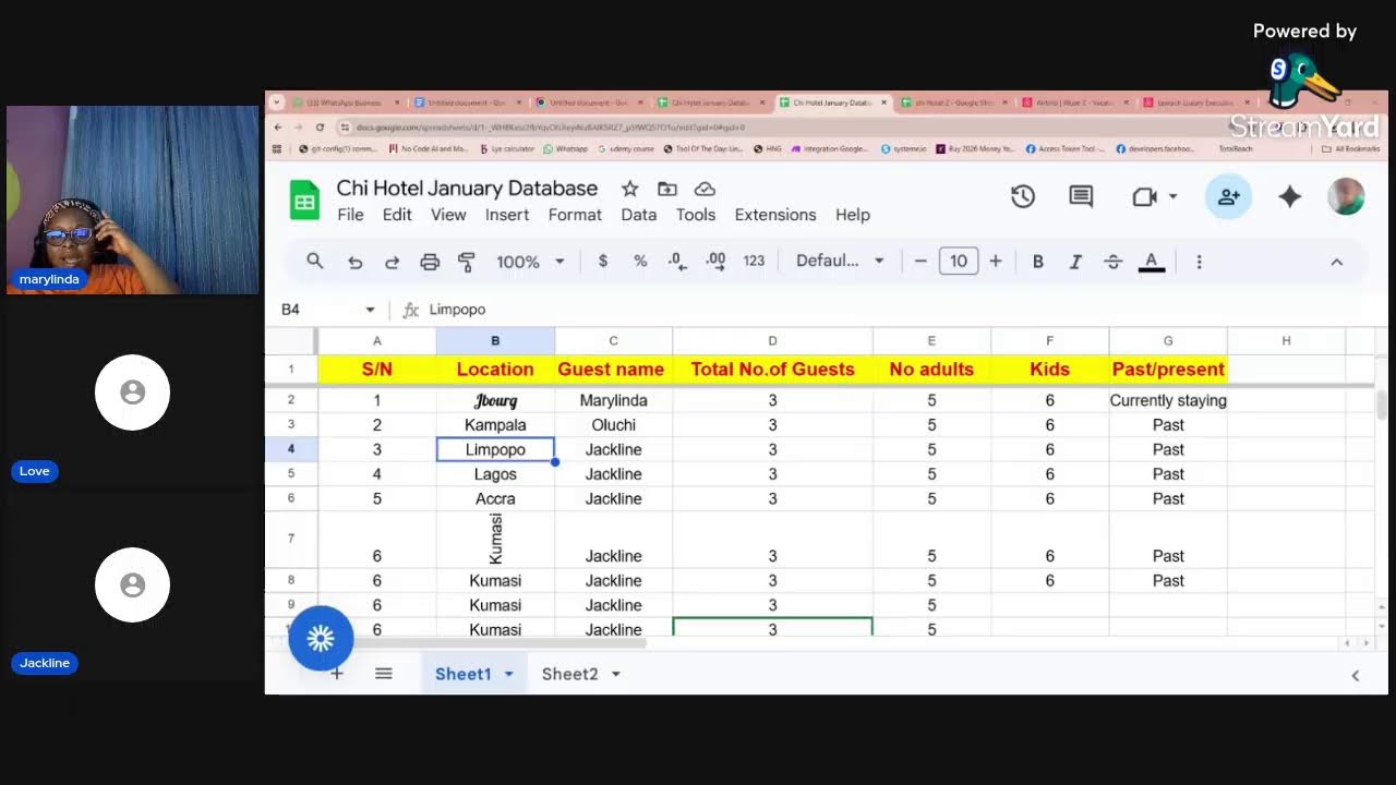 Google workspace, Data Entry, Use of Google sheet