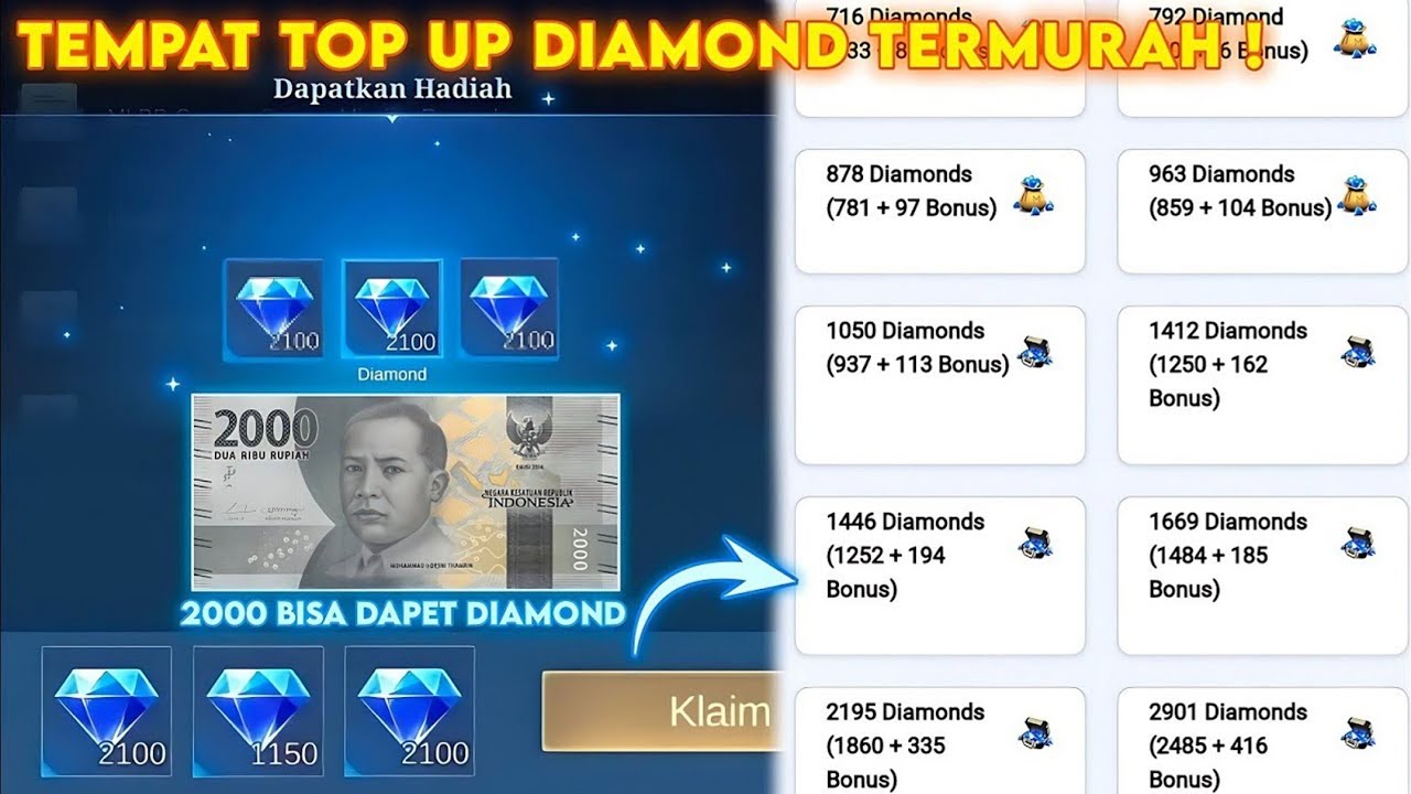 7 TEMPAT TOP UP DIAMOND MOBILE LEGENDS TERMURAH 2025!! BISA TO UP ML PAKAI PULSA