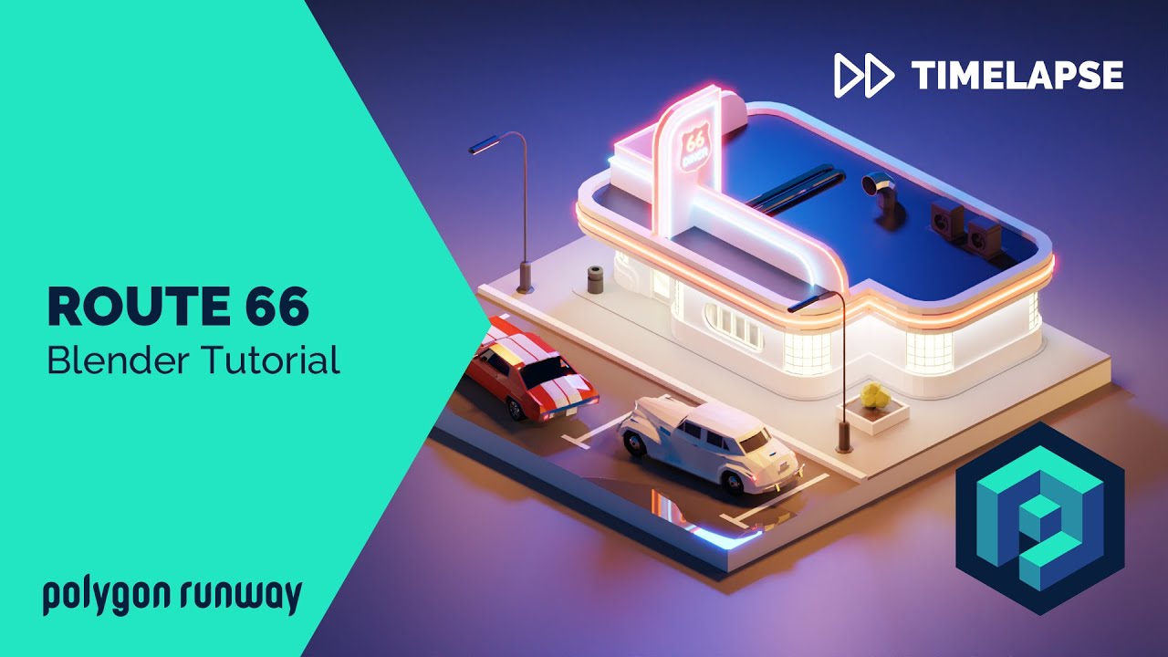 Route 66 - Blender 2.8 Low Poly 3D Modeling Tutorial