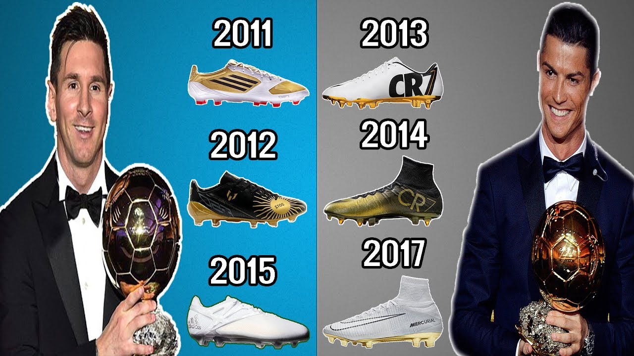 Adidas Messi and Nike Ronaldo Ballon d'Or Boots History 2011-2017