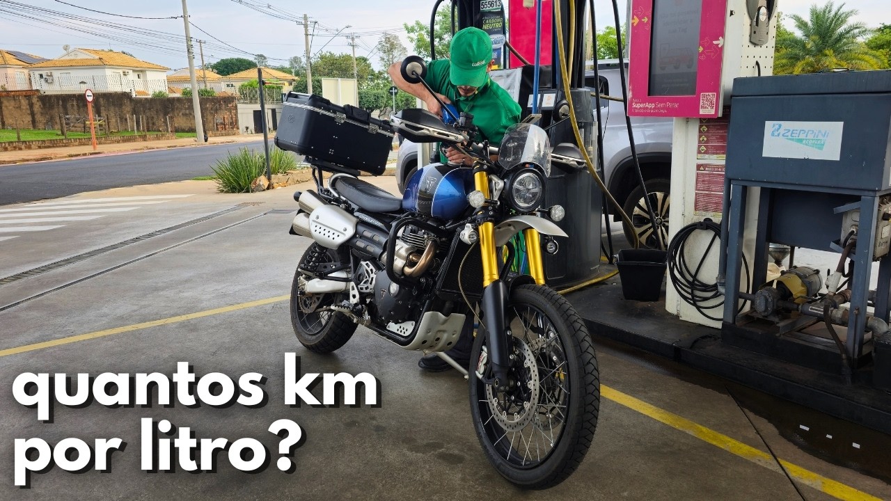 CALCULEI NA BOMBA o consumo da Triumph Scrambler 1200 XE  e me SURPREENDI - Teste Prático na RODOVIA
