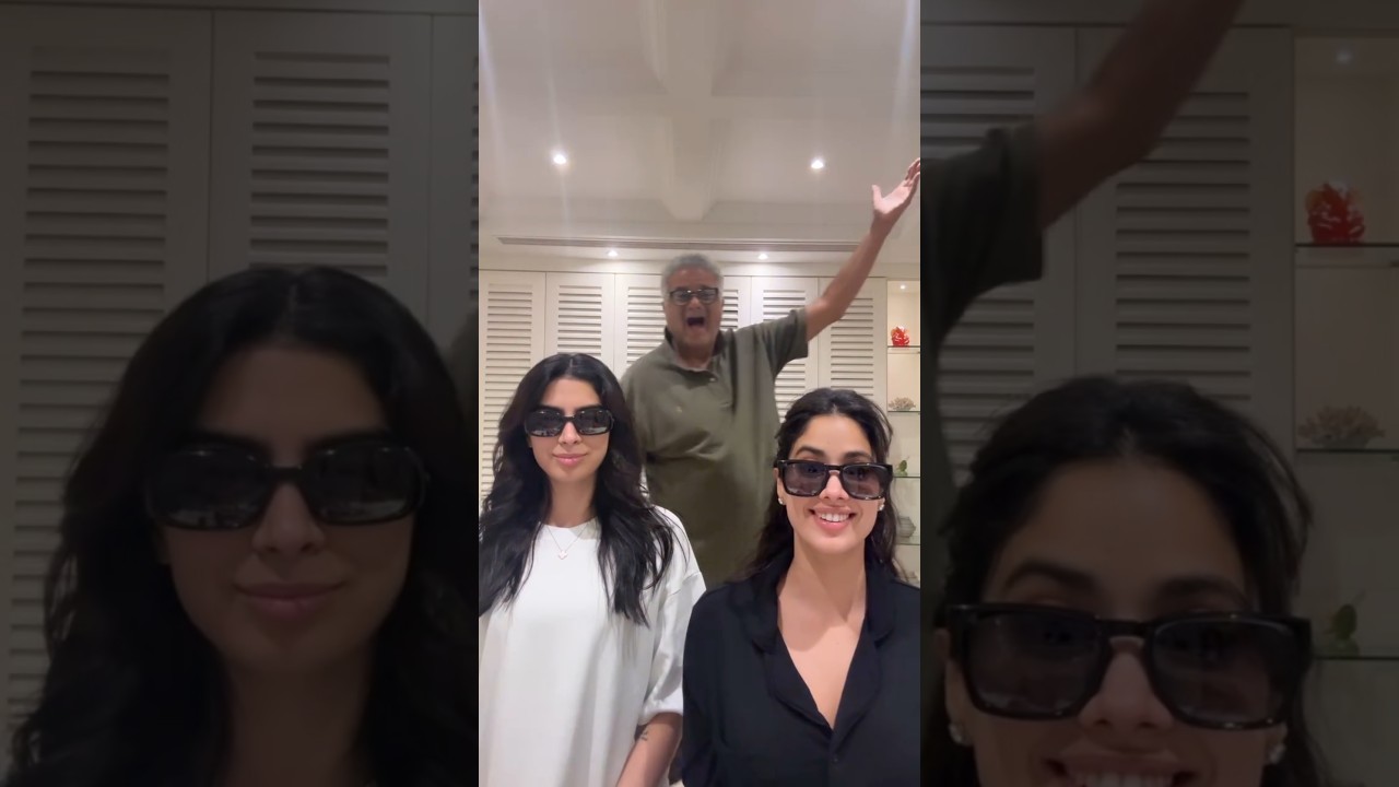 Janhvi, Khushi, and Boney Kapoor&rsquo;s Adorable 'Loveyapa' Moment ❤️ #janhvikapoor #khushikapoor #shorts