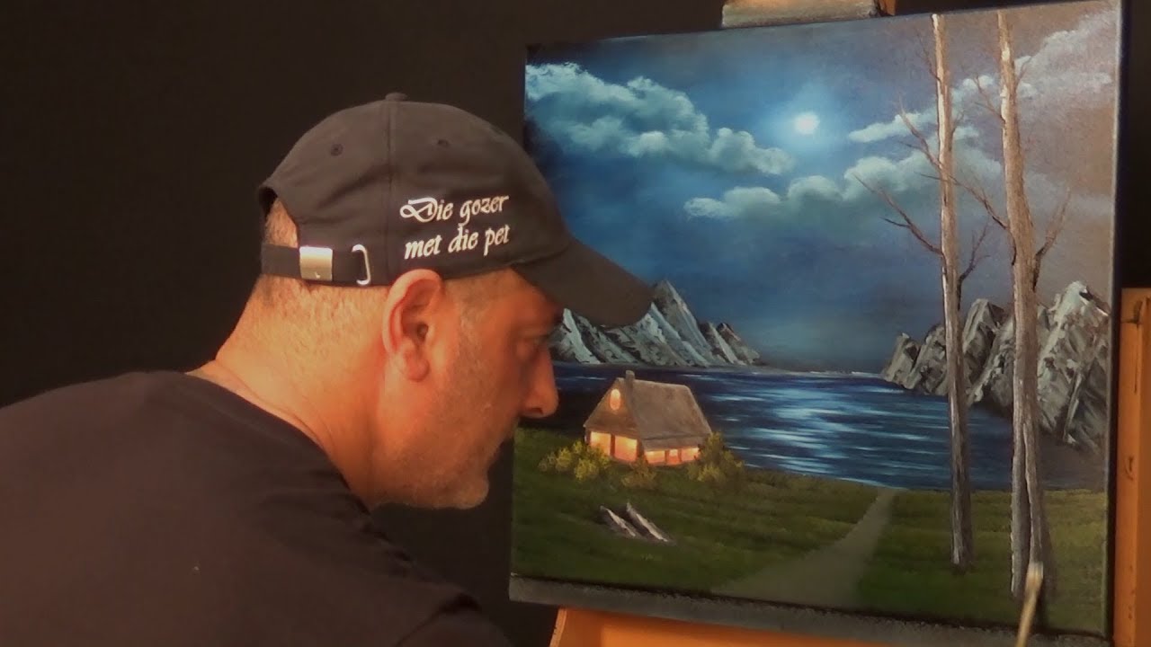 Gratis schilderles : S02-Afl12- Huisje bij het meer- Hoe schilder je een landschapsschilderij