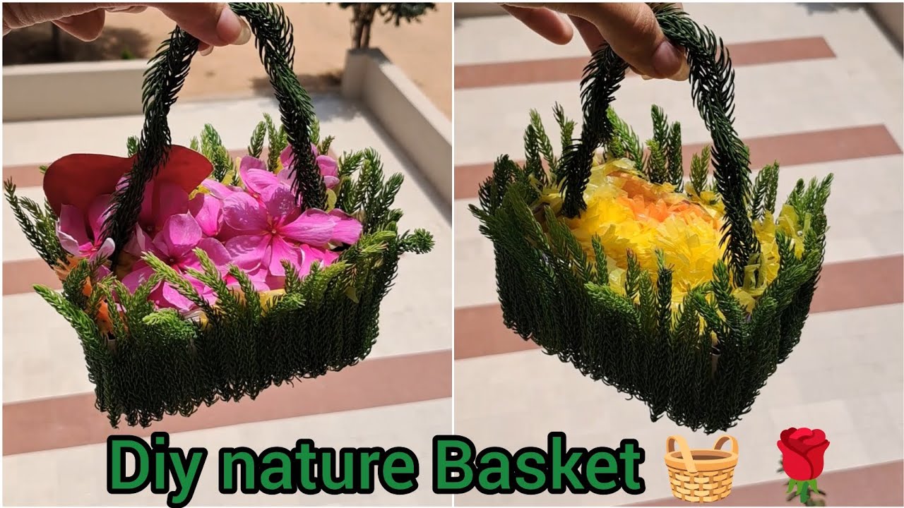 Easy Handmade Flower Basket from Natural Leaves 🍃 🍂| Home Decor Craft  #short #shorts #shortsvideo 