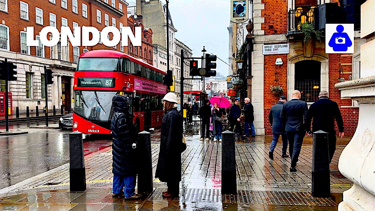 ☔️ Rainy London Walk | Big Ben, Parliament & Piccadilly Circus [4K HDR]