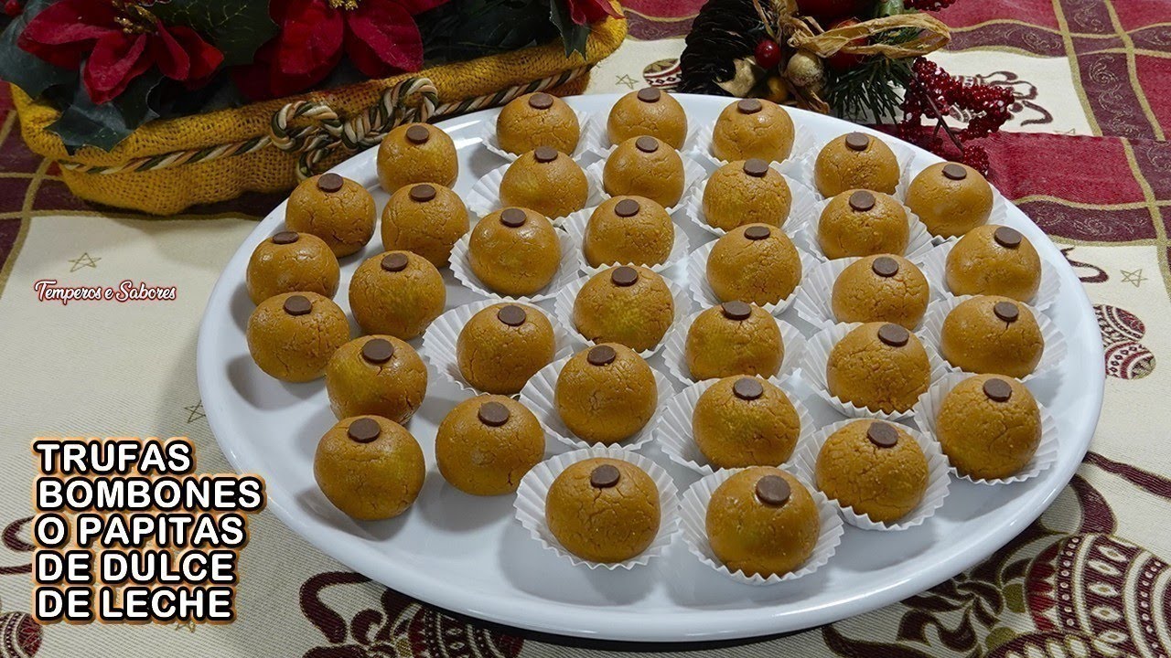 TRUFAS BOMBONES PAPITAS DE DULCE DE LECHE PARA NAVIDAD con solo 2 ingredientes DELICIOSAS
