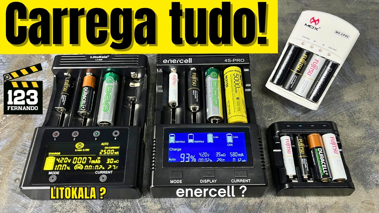 COMO VOCÊ RECARREGA PILHAS E BATERIAS? CARREGADORES TEMPORIZADOS ou INTELIGENTES ENERCELL /LIITOKALA
