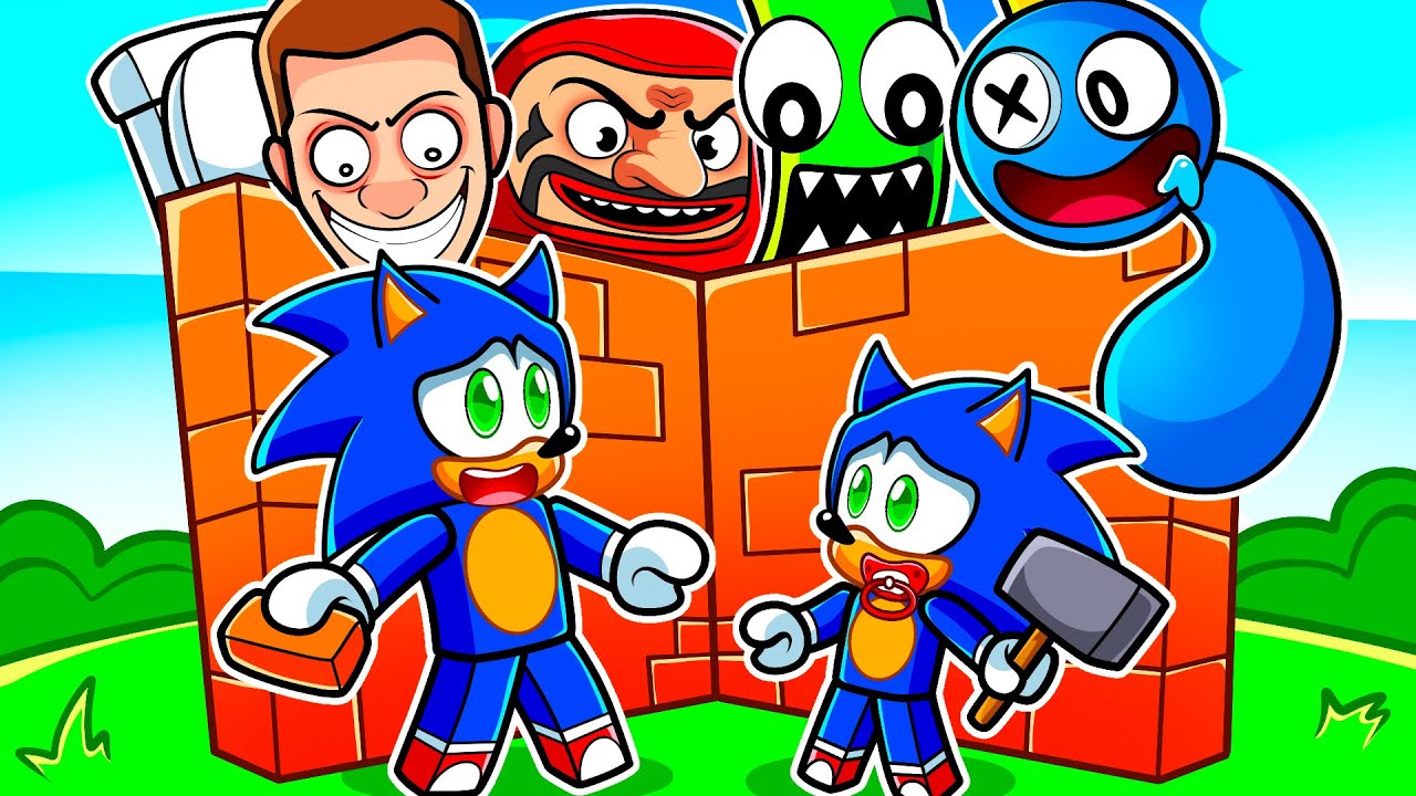 BABY SONIC Got Bullied in Build To Survive! (Roblox)
