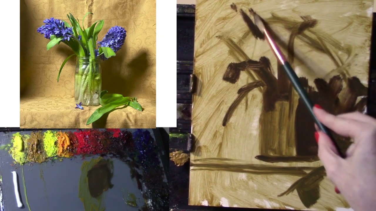 Free oil painting demonstration on flowers