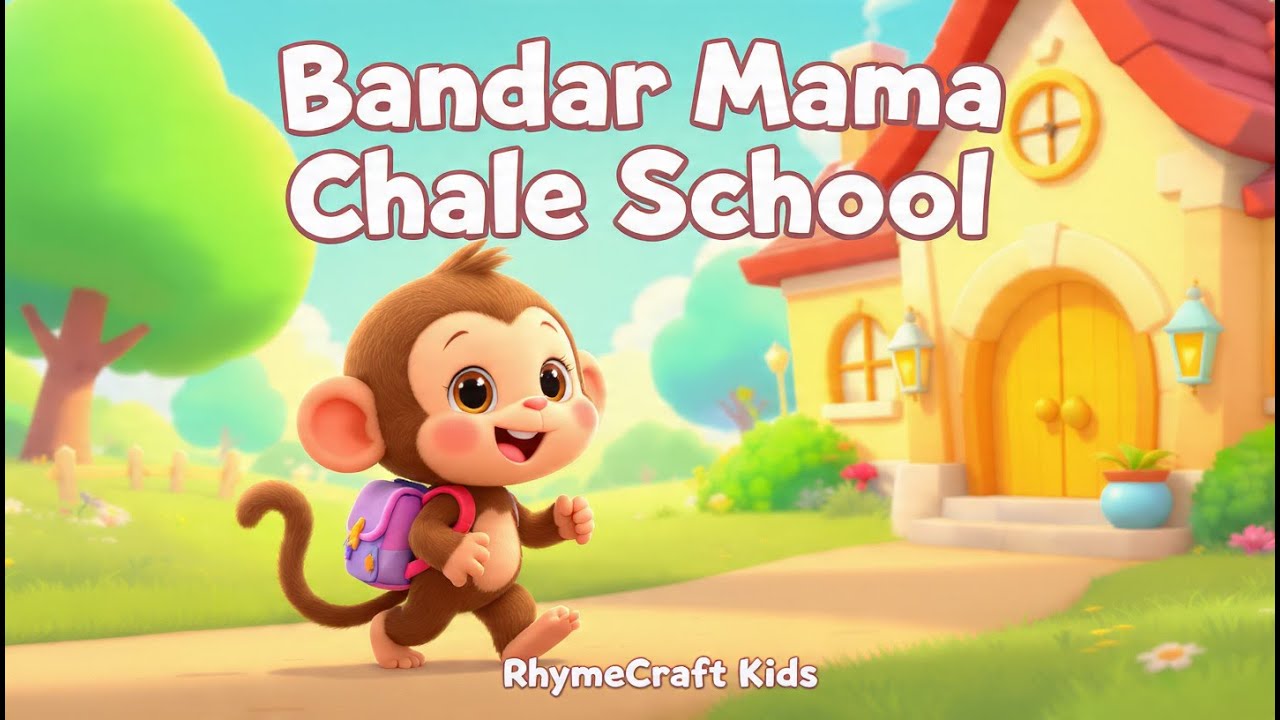 Bandar Mama Chale School 🐒🏫 | Hindi Rhymes for Kids | RhymeCraft Kids