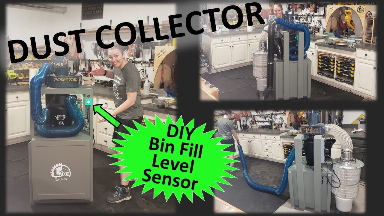 Cyclone Dust Collector Cart WITH DIY Bin Level Sensor. Super Dust Deputy