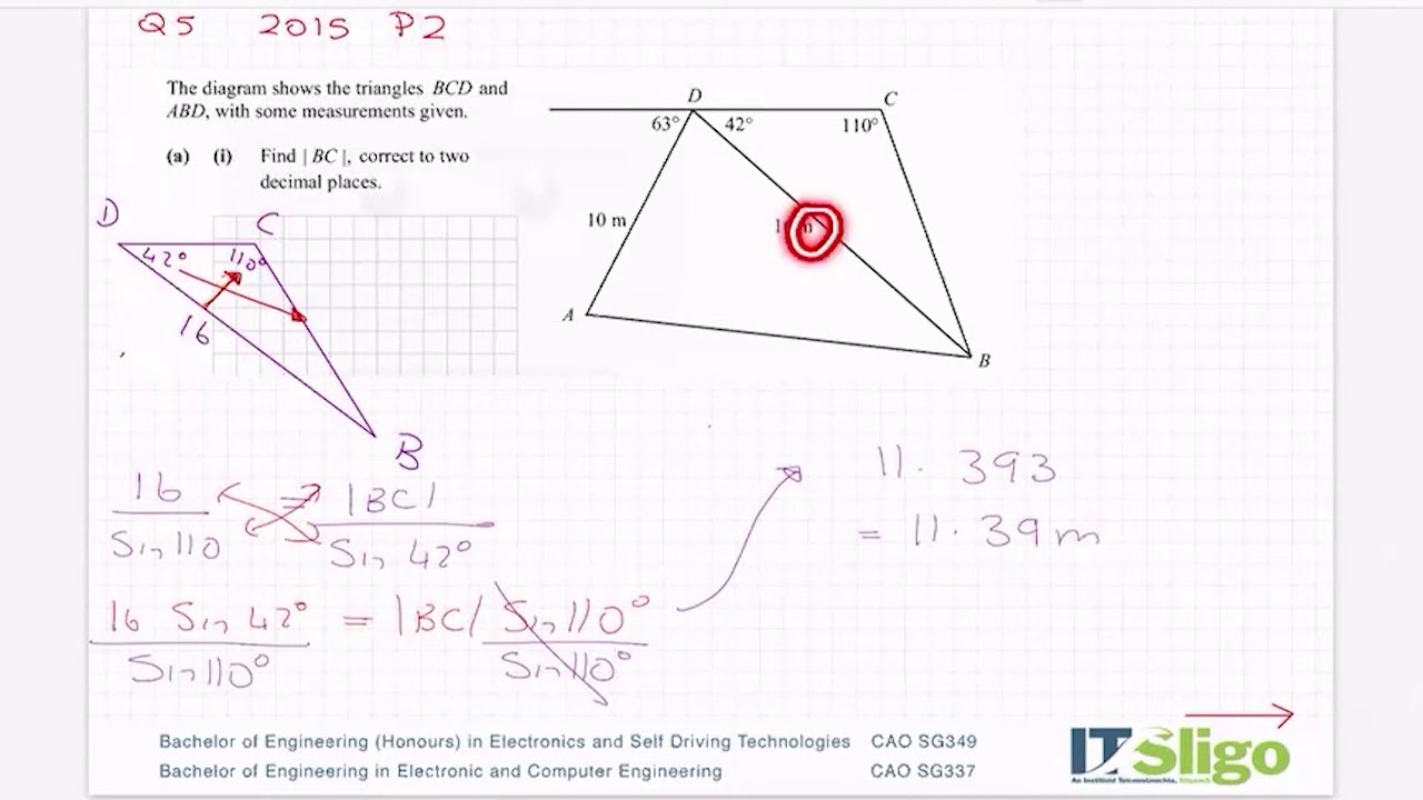 Trigonometry Q5 2015 Paper 2 Leaving Cert Ordinary Level Maths