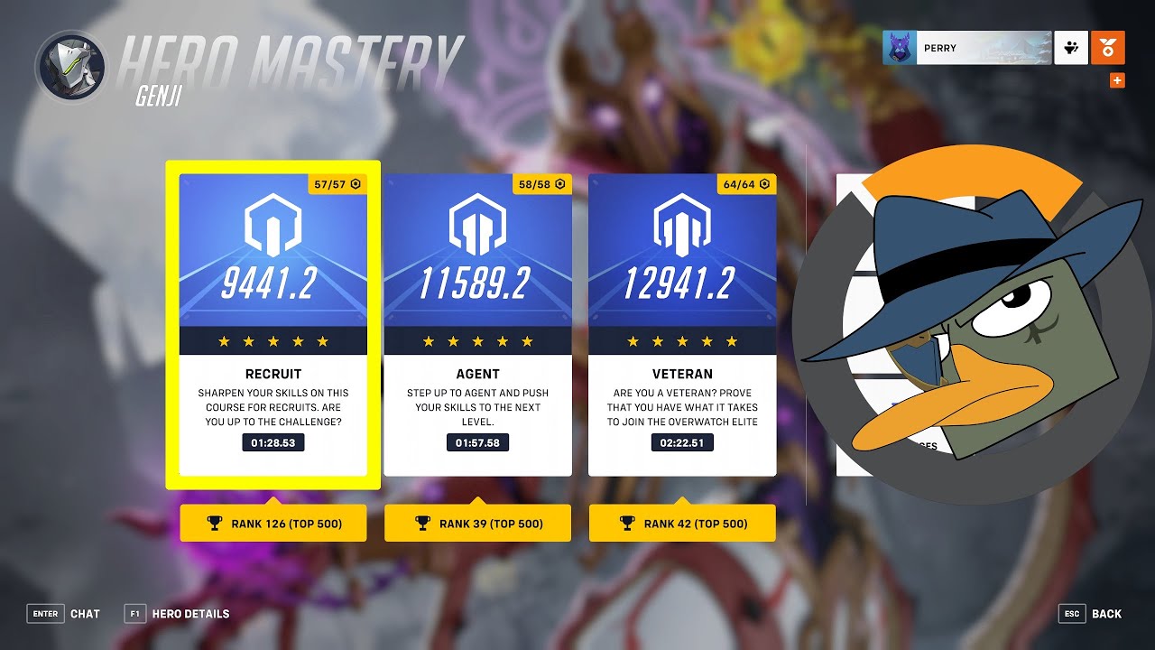 Genji Hero Mastery Top 500, Recruit course 1, 5 stars - Overwatch 2