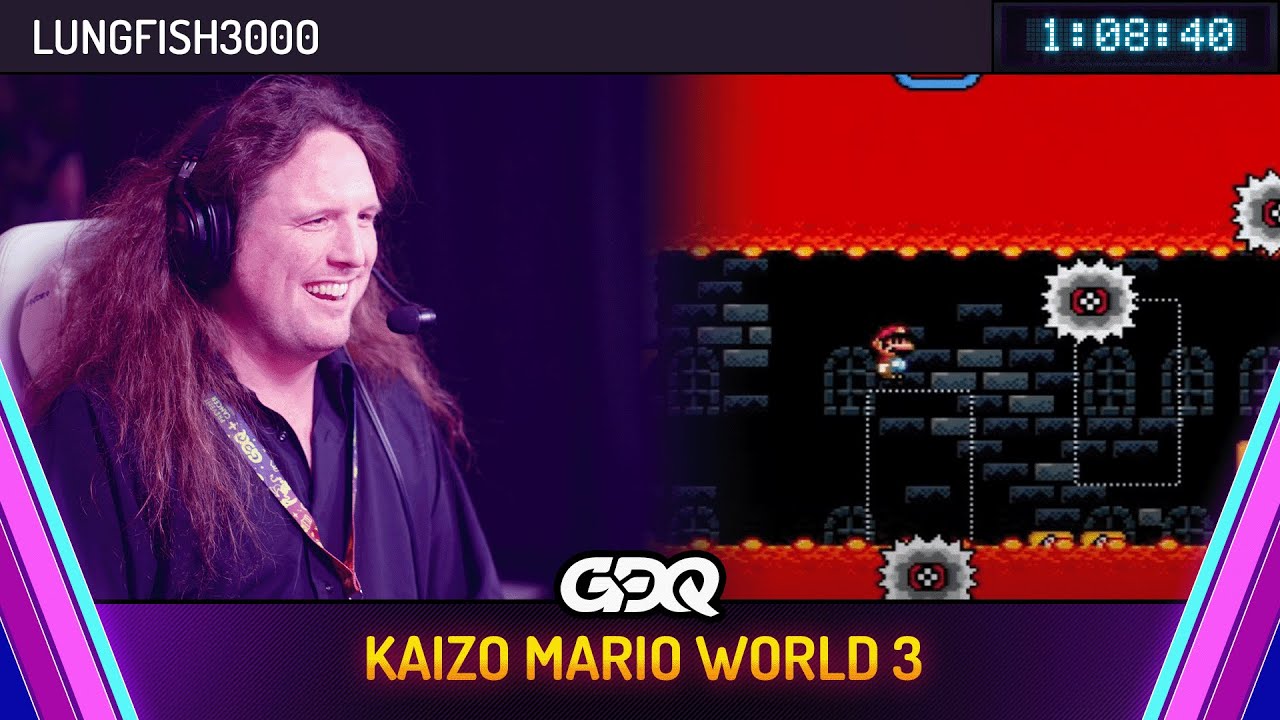 Kaizo Mario World 3 by lungfish3000 in 1:08:40 - Awesome Games Done Quick 2025