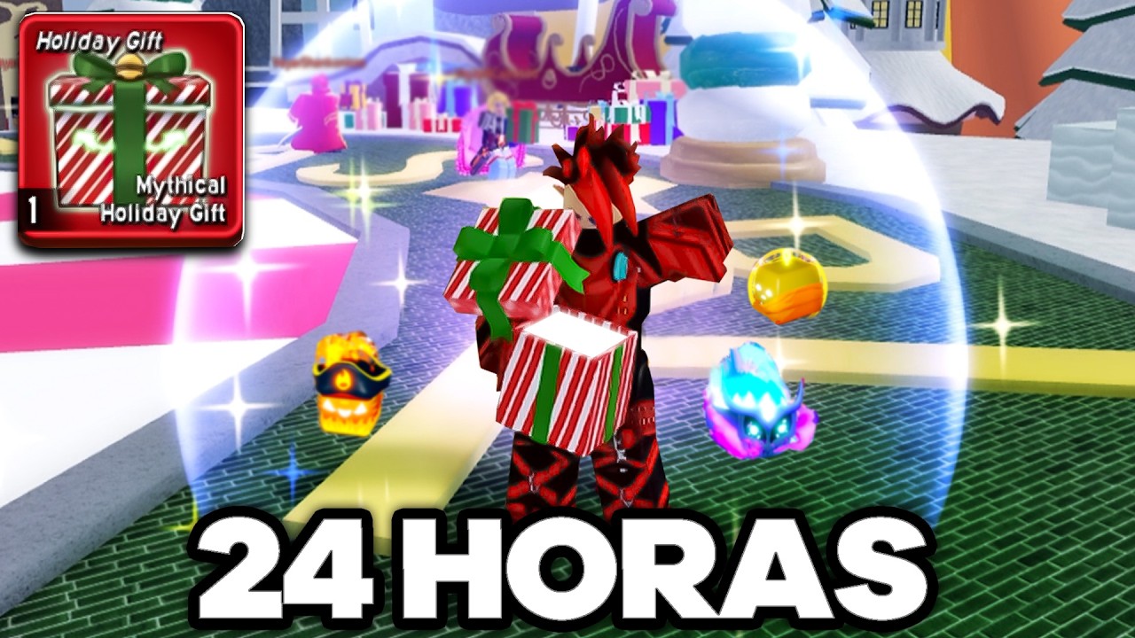 24 HORAS ABRINDO PRESENTES NO BLOX FRUITS ATÉ PEGAR O PRESENTE DE FRUTA MITICA!
