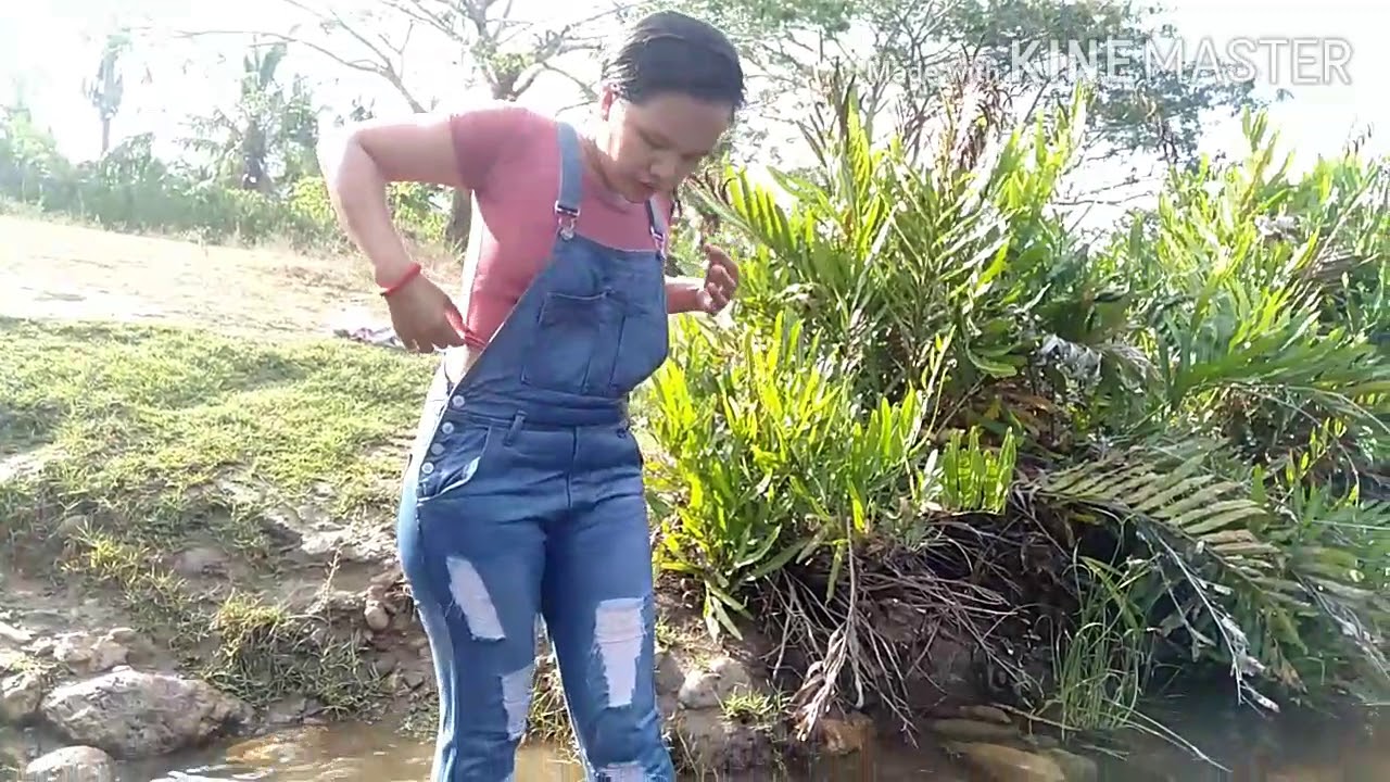 Swimming Wearing Romper Jeans(First time to wear socks on my vlog)