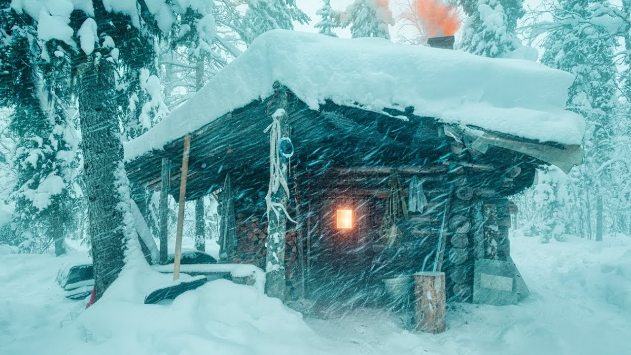 Surviving in Log Cabin in the middle of A BLIZZARD!