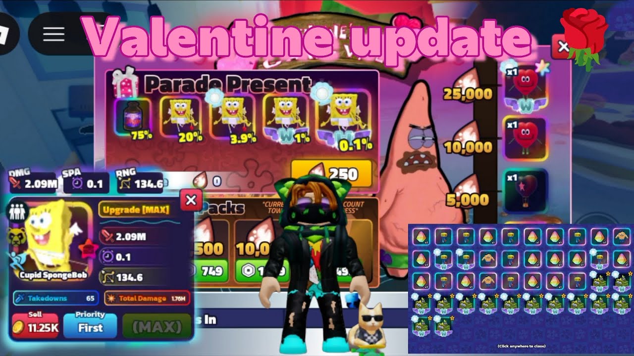 Valentine update, ввбил купидона и получил кучу наград в Sponche Bob Tower Defense 