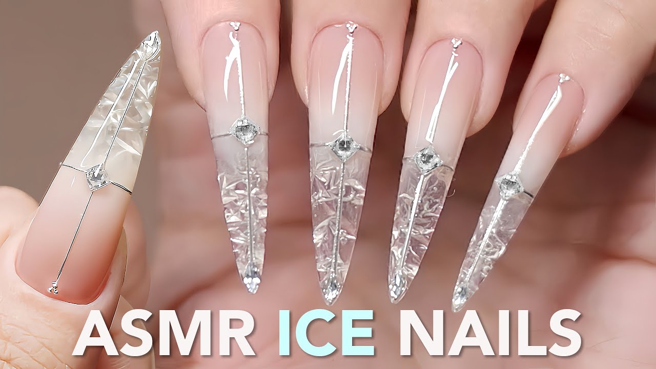 Расслабляющий ASMR-нейл-арт | Урок по созданию кристально-ледяных ногтей | Иммерсивный маникюр