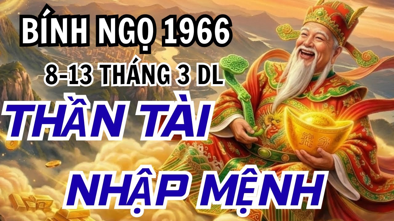 6 NGÀY TỚI THẦN TÀI NHẬP MỆNH BÍNH NGỌ 1966 VẬN TRÌNH ÊM ĐẸP PHÚC LỘC TÌM ĐẾN!