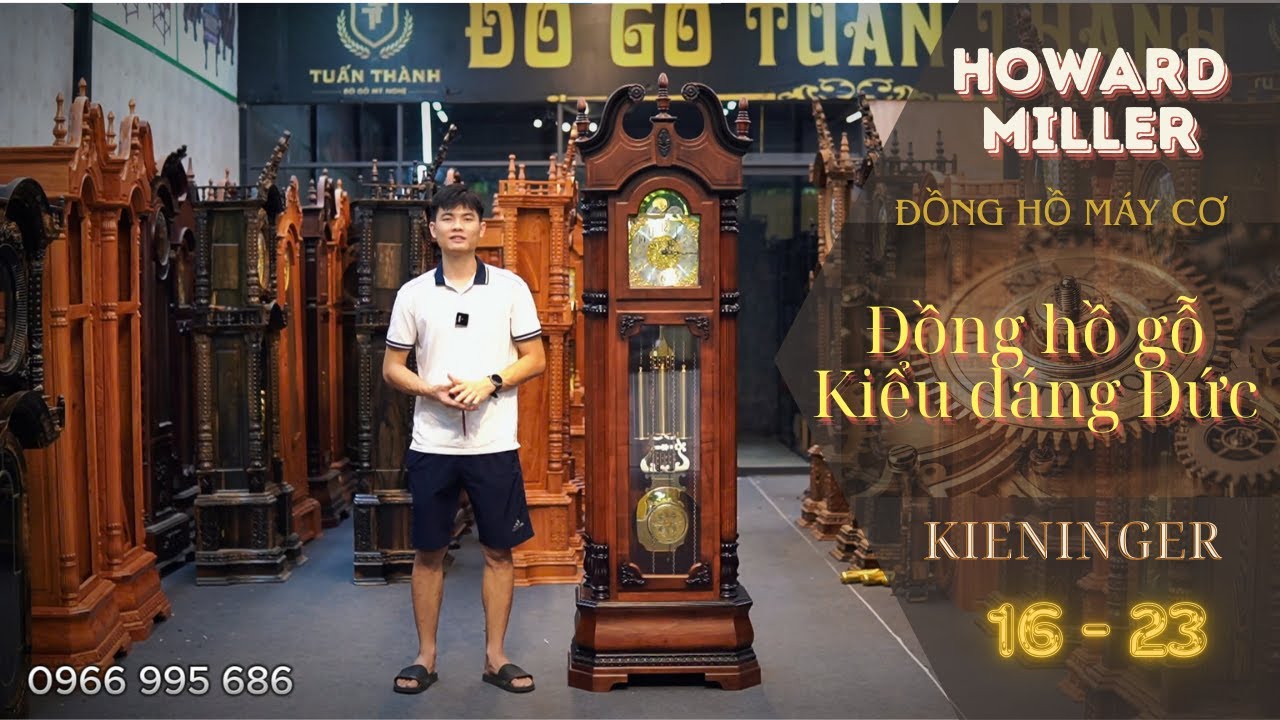 Mẫu đồng hồ cây máy cơ Howard Miller chế tác bằng gỗ hương đá | Đồng hồ cây gỗ đẹp nhất