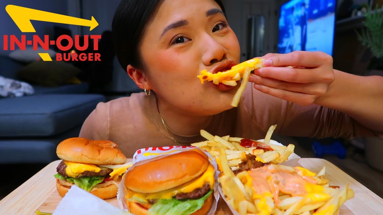 IN-N-OUT CHEESEBURGERS AND ANIMAL FRIES MUKBANG 🍔🍟💕