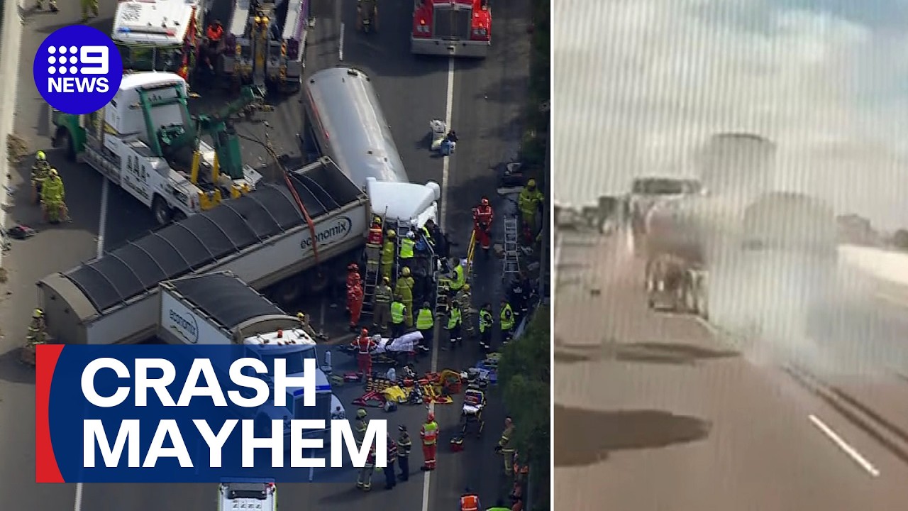 Horror crash and delicate operation to save trapped truck driver | 9 News Australia