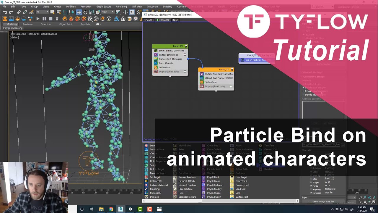3ds Max + TyFlow TUTORIAL: Particles on Animated Characters
