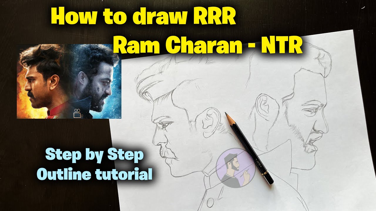 Как рисовать RRR Ram Charan и NTR шаг за шагом // полный урок по эскизу для начинающих