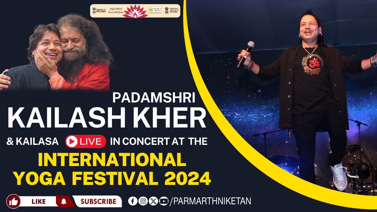 Sacred Ganga Aarti and Padmashri Kailash Kher and Kailasa Band in concert at Parmarth Niketan IYF