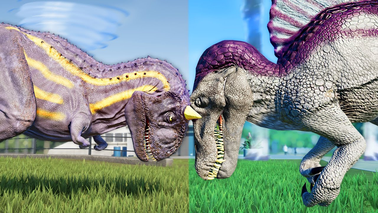 Эйс против Спинни | Карнотавр против Спинозавра - Jurassic World Evolution (мод Dinosaur King)