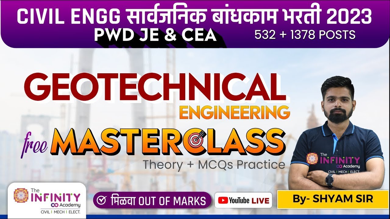 PWD JE & WRD CEA | Geotechnical Engineering Masterclass | #pwd #civilje #infinityacademy D-1