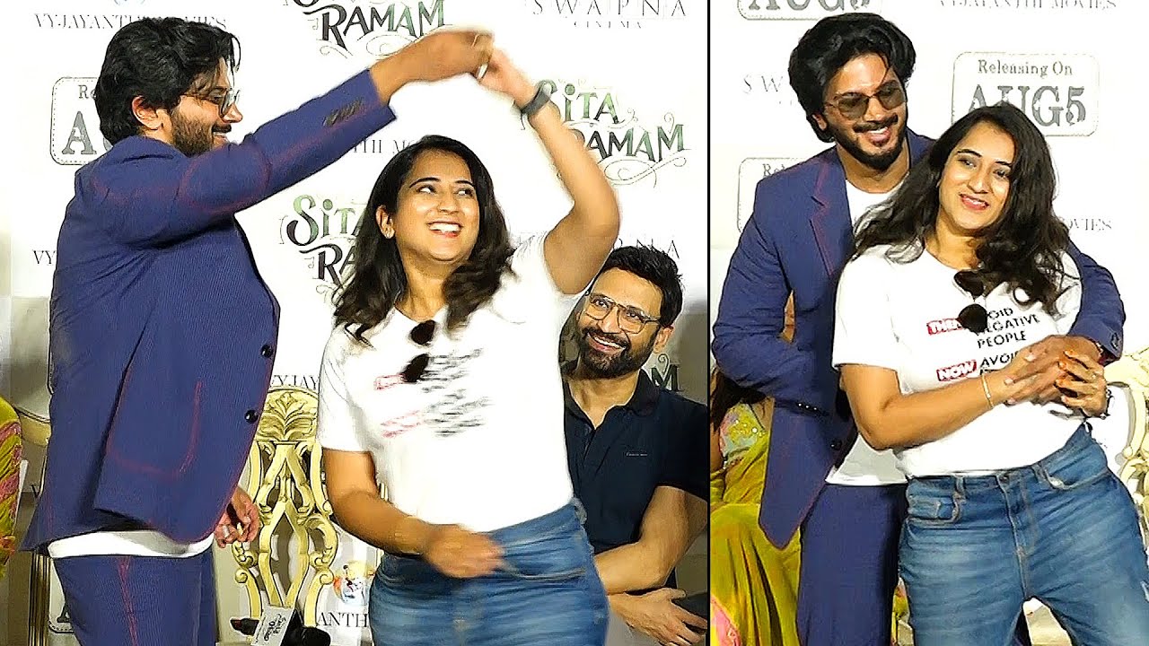 Dulquer Salman Dance With Lady Fan | Sita Ramam Trailer Launch Event | Mrunal Thakur | NewsQube