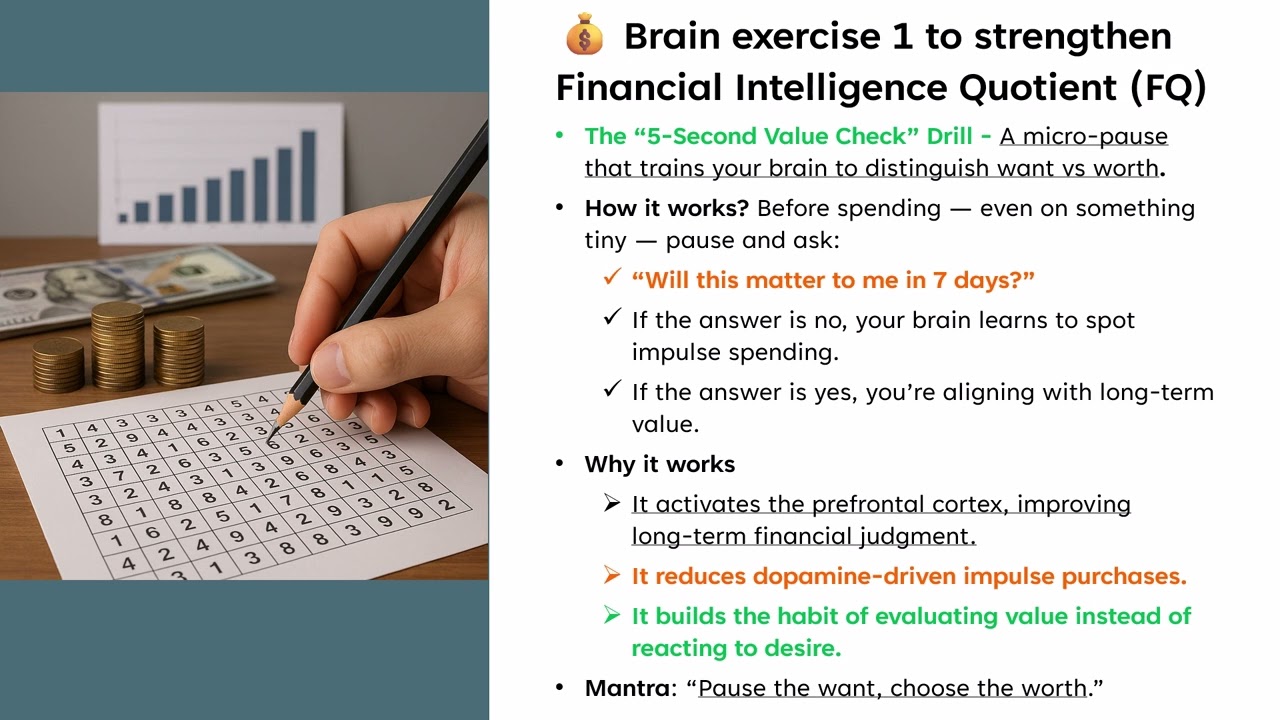 Brain exercise 1 to strengthen Financial Intelligence Quotient (FQ)